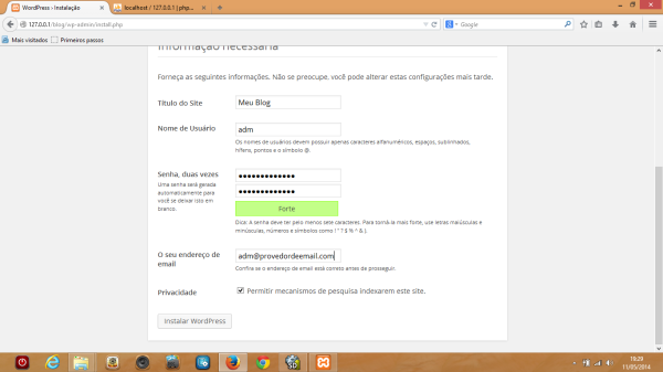 instalação do wordpress passo 14
