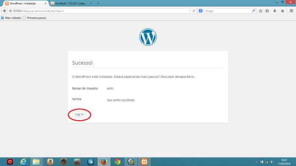 tela de sucesso WordPress