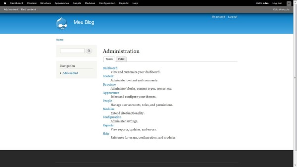 CMS Drupal - menu administrativo!