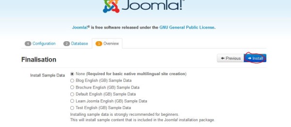 Instalação do joomla