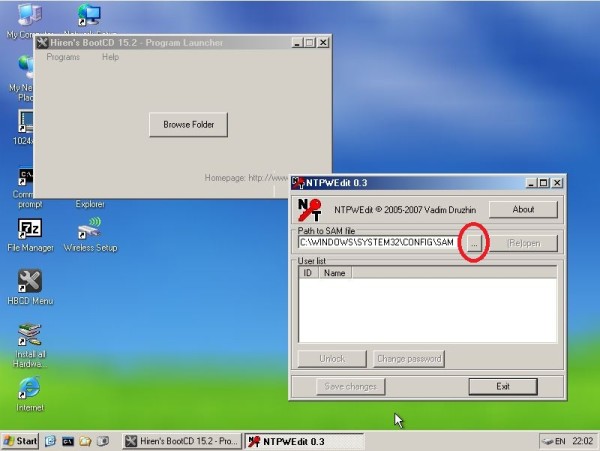 ntpwedit hirens boot veja como mudar a senha do windows com hiren's bootcd com NTPWedit do mini windows xp